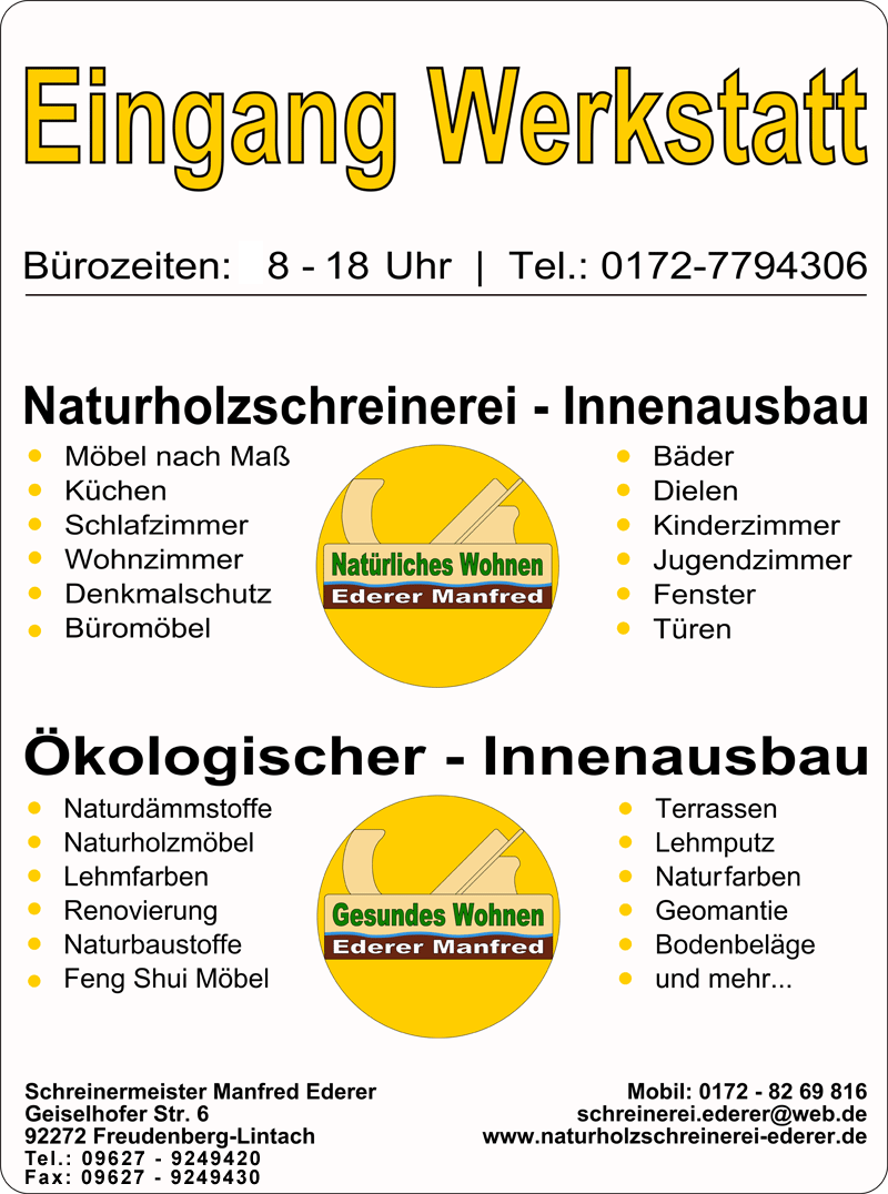 Naturholzschreinerei - Innenausbau Manfred Ederer - Freudenberg - Lintach